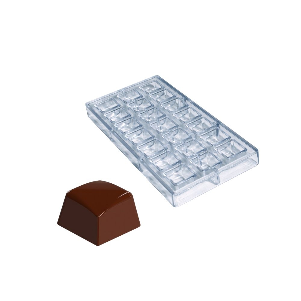 GI187 - Forma de Chocolate em Policarbonato Bombom quadrado Linha Áurea