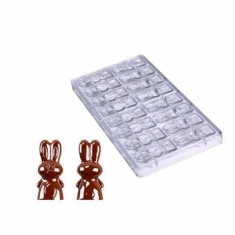 GI096 - Forma de Chocolate em Policarbonato Coelho Bombom frente e costas